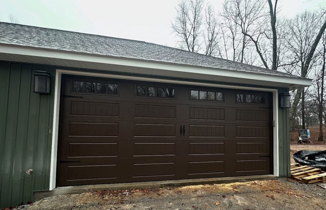 Brown Garage Door with Top Windows