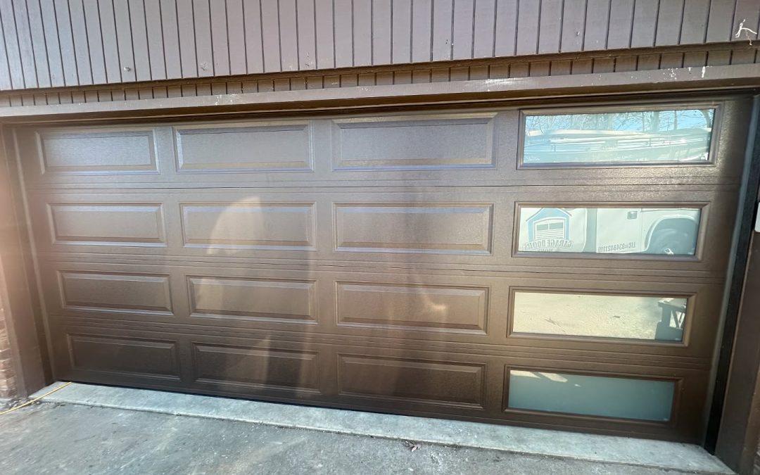 Modern Brown Garage Door with Right Side Windows