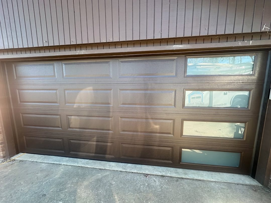 Modern Brown Garage Door with Right Side Windows