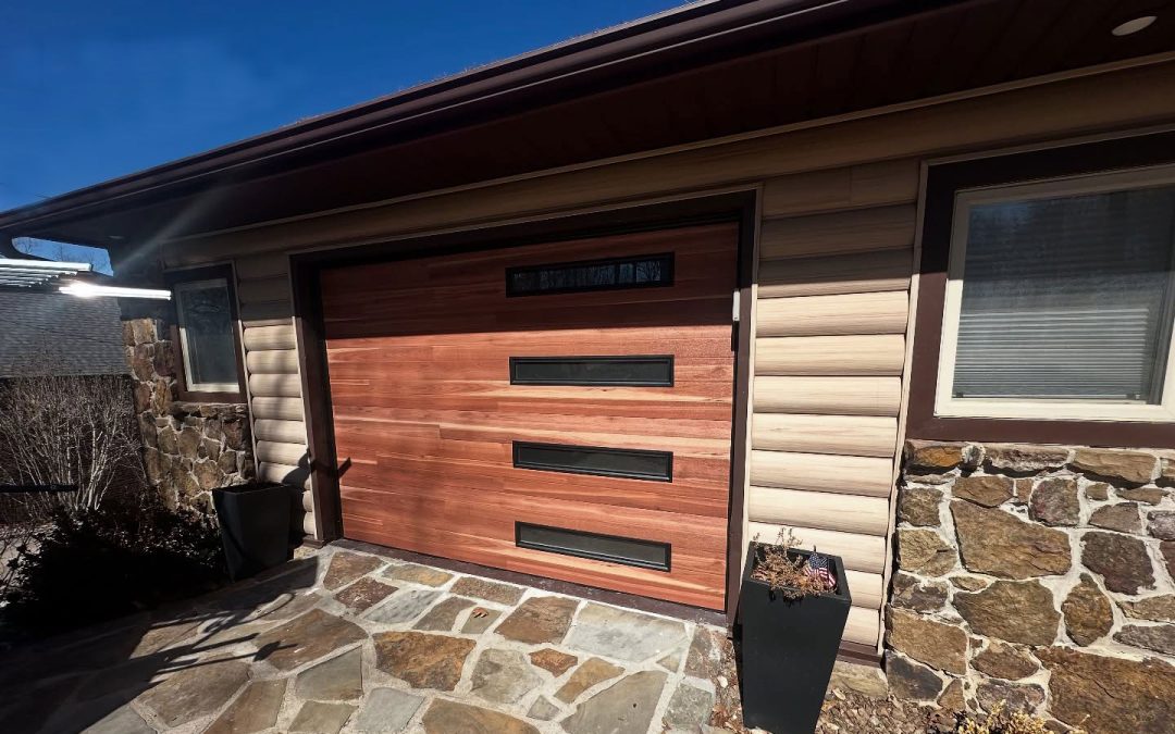 Modern Brown Garage Doors with Wide Windows
