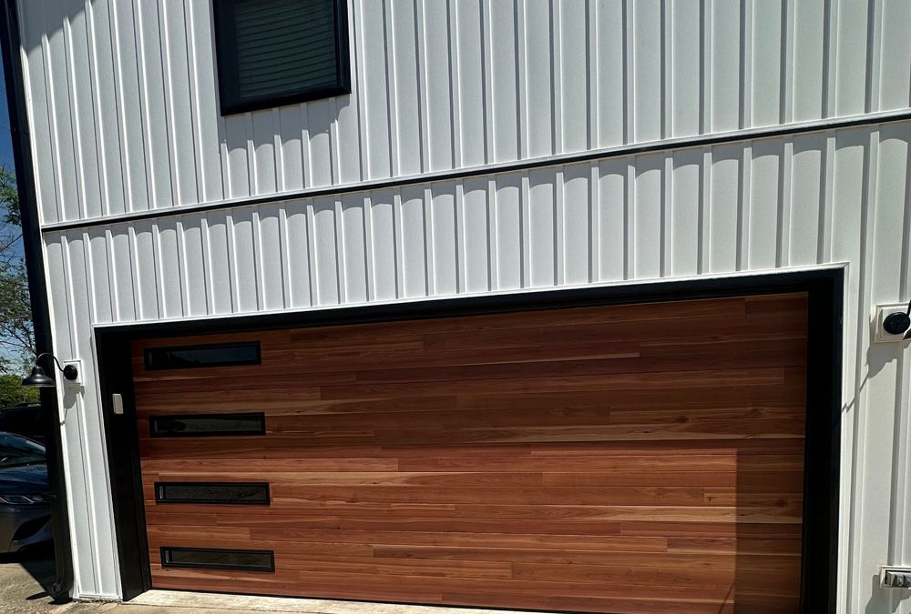 Brown Wood Grain Door with Windows on the Left