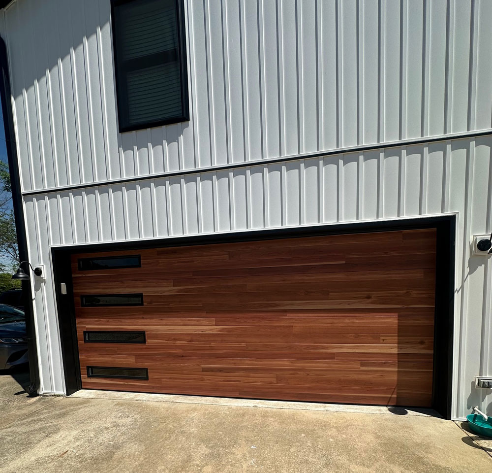 Brown Wood Grain Door with Windows